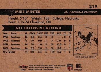 2001 Fleer Tradition Glossy #219 Mike Minter Back