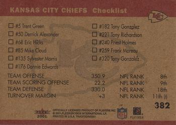 2001 Fleer Tradition Glossy #382 Kansas City Chiefs Team Leaders Back