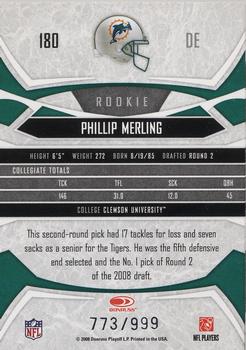2008 Donruss Gridiron Gear - Retail Rookies #180 Phillip Merling Back