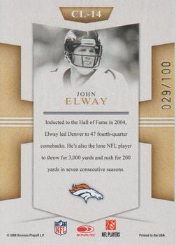 2008 Donruss Threads - Century Legends Century Proof #CL-14 John Elway Back