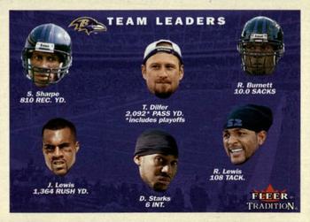 2001 Fleer Tradition #375 Baltimore Ravens Team Leaders Front