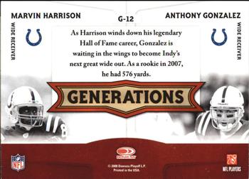 2008 Donruss Threads - Generations #G-12 Marvin Harrison / Anthony Gonzalez  Back