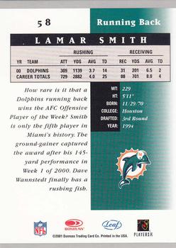2001 Leaf Certified Materials #58 Lamar Smith Back