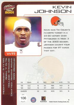 2001 Pacific #106 Kevin Johnson Back