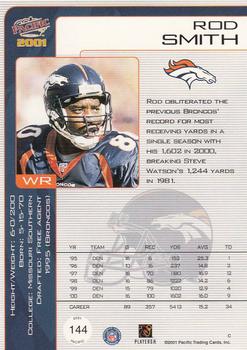 2001 Pacific #144 Rod Smith Back