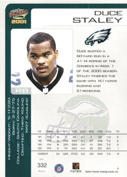 2001 Pacific #332 Duce Staley Back