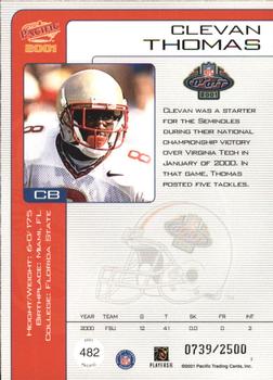 2001 Pacific #482 Clevan Thomas Back