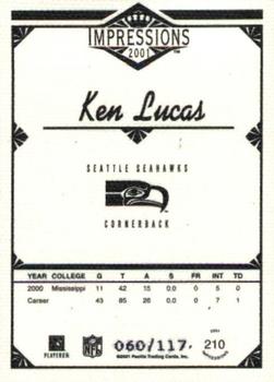 2001 Pacific Canvas Impressions #210 Ken Lucas Back