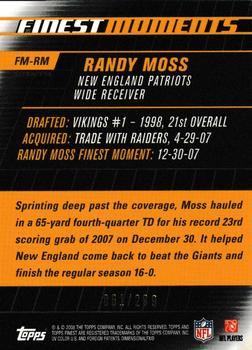 2008 Finest - Moments Blue Refractors #FM-RM Randy Moss Back