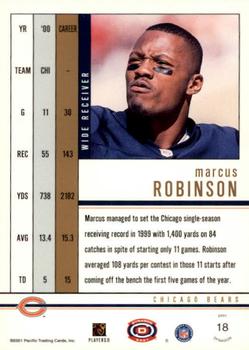 2001 Pacific Dynagon #18 Marcus Robinson Back