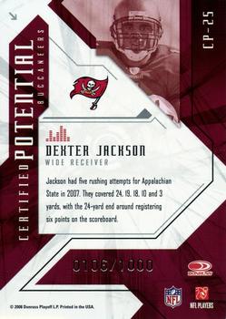 2008 Leaf Certified Materials - Certified Potential #CP-25 Dexter Jackson Back