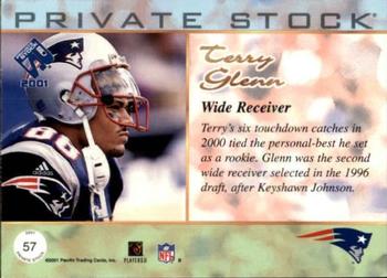 2001 Pacific Private Stock #57 Terry Glenn Back