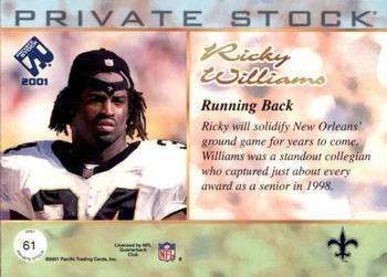 2001 Pacific Private Stock #61 Ricky Williams Back