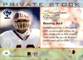 2001 Pacific Private Stock #98 Stephen Davis Back