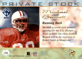 2001 Pacific Private Stock #139 Michael Bennett Back