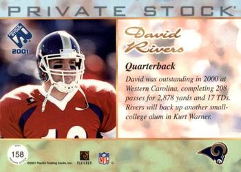 2001 Pacific Private Stock #158 David Rivers Back