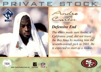 2001 Pacific Private Stock #164 Andre Carter Back