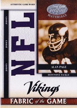 2008 Leaf Certified Materials - Fabric of the Game NFL Die Cut #FOG-1 Alan Page Front