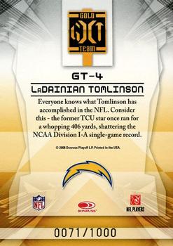 2008 Leaf Certified Materials - Gold Team #GT-4 LaDainian Tomlinson Back
