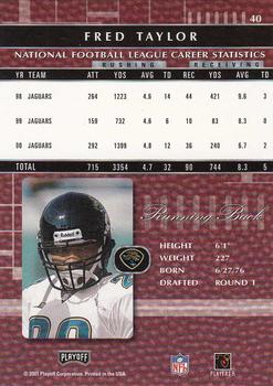 2001 Playoff Absolute Memorabilia #40 Fred Taylor Back