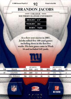 2008 Leaf Certified Materials - Mirror Gold #92 Brandon Jacobs Back