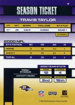 2001 Playoff Contenders #7 Travis Taylor Back