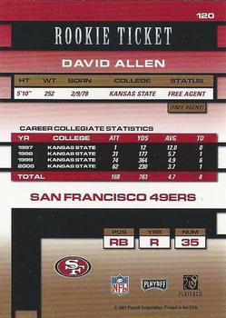 2001 Playoff Contenders #120 David Allen Back