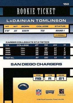 2001 Playoff Contenders #150 LaDainian Tomlinson Back