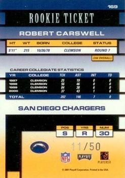 2001 Playoff Contenders #169 Robert Carswell Back