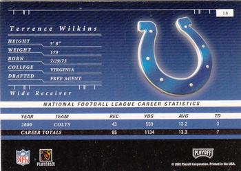 2001 Playoff Preferred #18 Terrence Wilkins Back