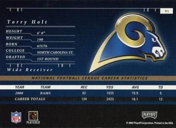 2001 Playoff Preferred #91 Torry Holt Back