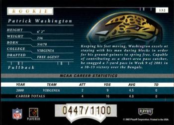 2001 Playoff Preferred #132 Patrick Washington Back