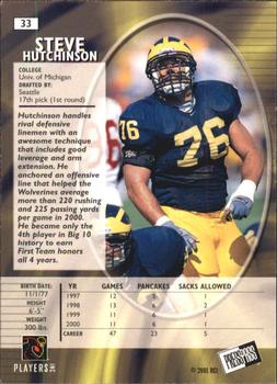 2001 Press Pass SE #33 Steve Hutchinson Back
