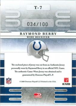 2008 Leaf Limited - Team Trademarks Materials #T-7 Raymond Berry Back