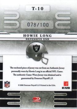 2008 Leaf Limited - Team Trademarks Materials #T-10 Howie Long Back