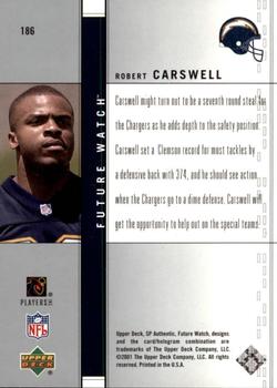 2001 SP Authentic #186 Robert Carswell Back