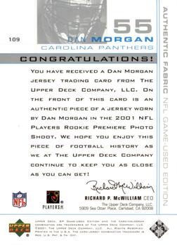 2001 SP Game Used Edition #109 Dan Morgan Back