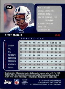2001 Stadium Club #54 Steve McNair Back