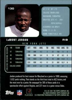 2001 Stadium Club #130 LaMont Jordan Back