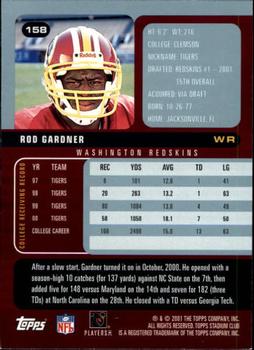 2001 Stadium Club #158 Rod Gardner Back