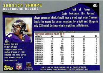2001 Topps #35 Shannon Sharpe Back