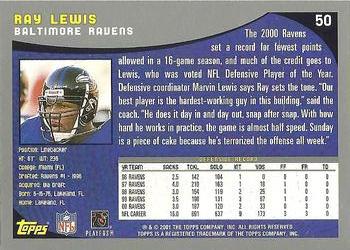 2001 Topps #50 Ray Lewis Back