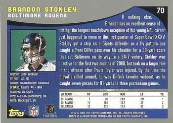 2001 Topps #70 Brandon Stokley Back