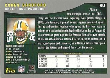 2001 Topps #84 Corey Bradford Back