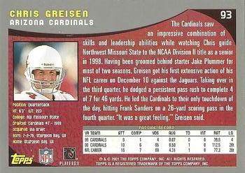 2001 Topps #93 Chris Greisen Back