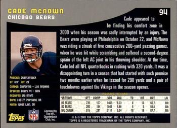 2001 Topps #94 Cade McNown Back