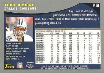 2001 Topps #148 Troy Aikman Back