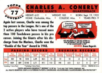 2001 Topps Archives Reserve #13 Charley Conerly Back