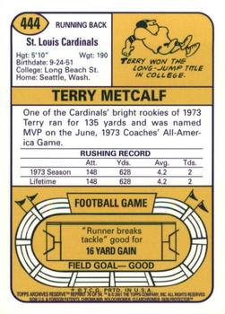 2001 Topps Archives Reserve #76 Terry Metcalf Back