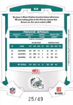 2008 Leaf Rookies & Stars Longevity - Emerald #52 Ronnie Brown Back